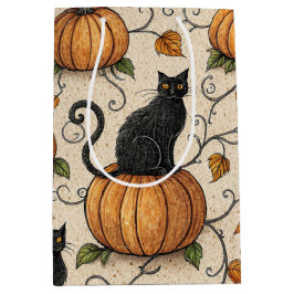 Svarta katter och halloweenmönster med pumpor