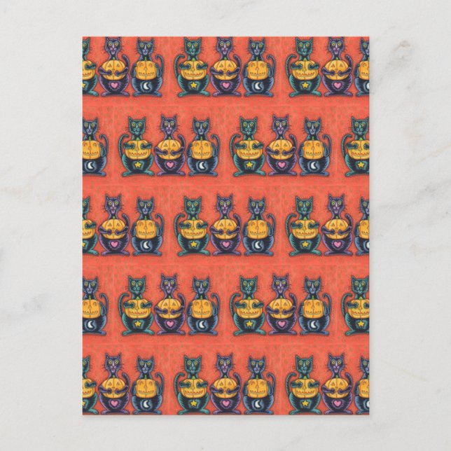 SVARTA KATTER OCH JACKAR SER INGA EVIL, FUNNY-KATT VYKORT (Framsida)