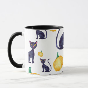 Svarta katter och Orange-pumpor för Halloween Mugg