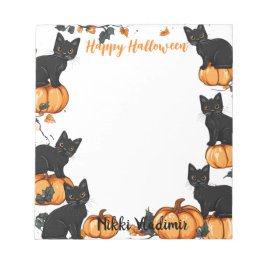 Svarta katter och Pumpkin Happy halloween Anteckningsblock