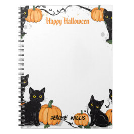 Svarta katter och Pumpkin Happy halloween Anteckningsbok