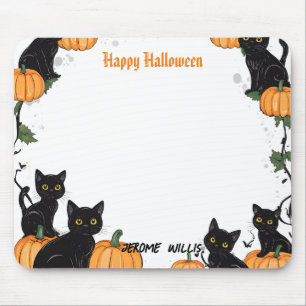 Svarta katter och Pumpkin Happy halloween Musmatta