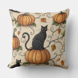Svarta katter och Pumpkins Halloween Mönster Kudde