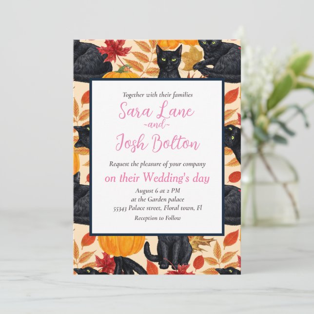 Svarta katter och pumpor  inbjudningar (Stående Fram)