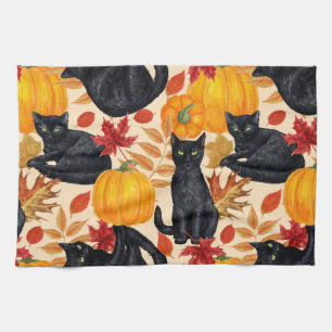 Svarta katter och pumpor kökshandduk