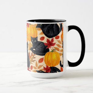 Svarta katter och pumpor mugg