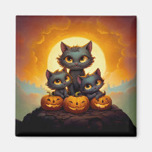 Svarta katter och pumpor söta Halloween