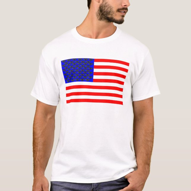 Svarta katter och Rand Flagga T-shirt (Framsida)