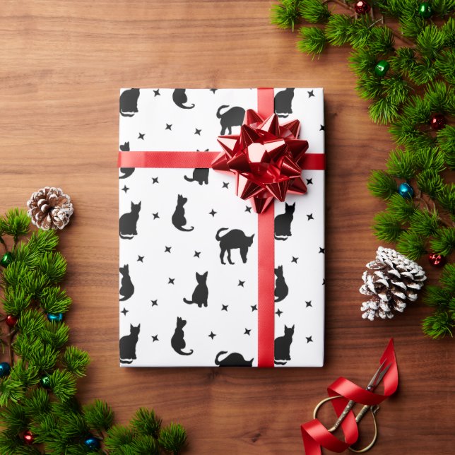 Svarta katter och Stars Halloween Presentpapper (Julgåva)