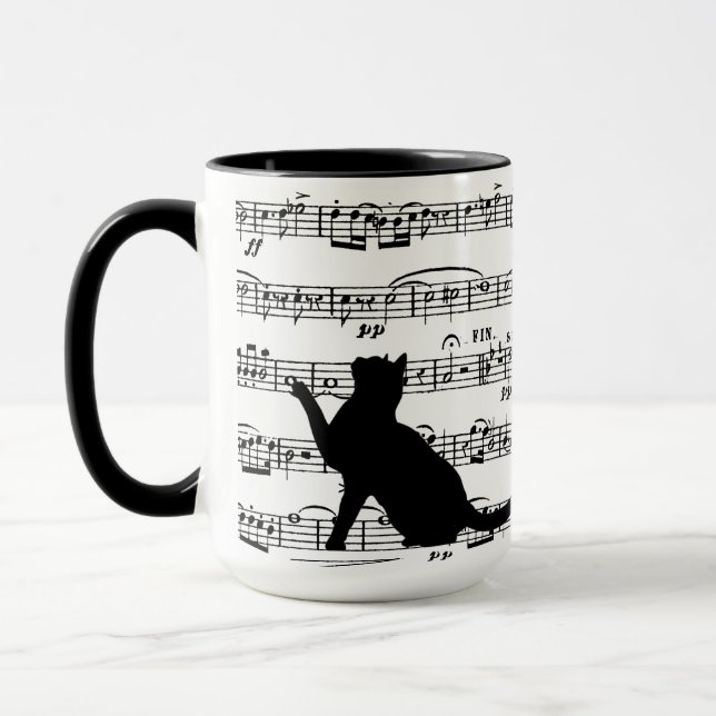 Svarta katter på Lakan Music Mugg (Vänster)