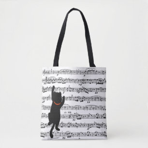 Svarta katter på Lakan Music Tote Bag Tygkasse
