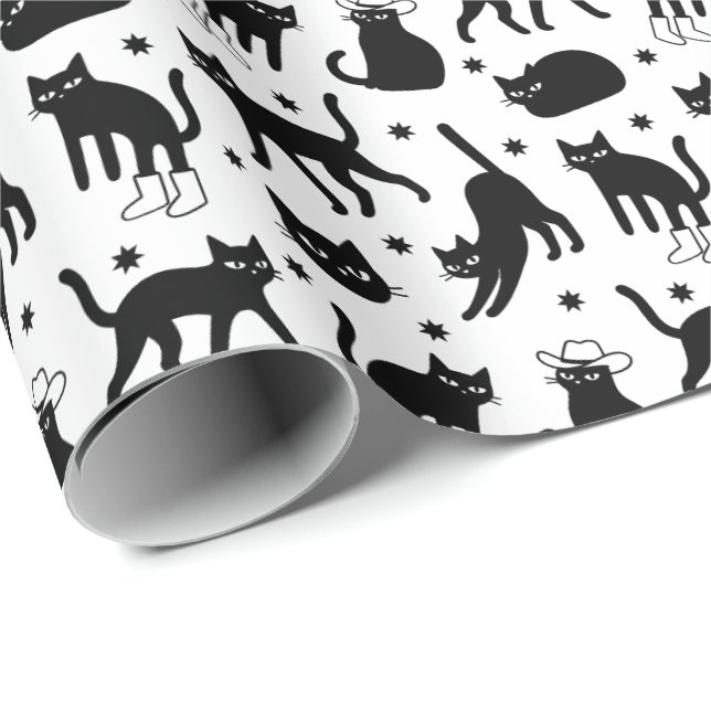 Svarta katter presentpapper (Rullad Hörn)
