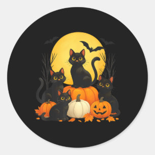Svarta katter Pumpa Halloween-kostym Män Kvinnor Runt Klistermärke
