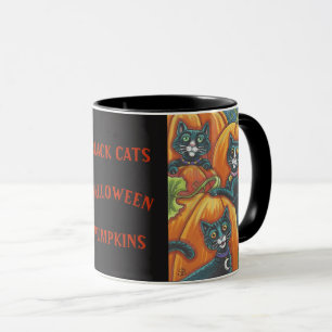 Svarta katter Pumpkin Patch HALLOWEEN MUGG *Anpass