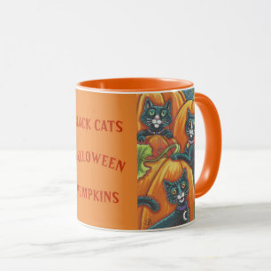 Svarta katter Pumpkin Patch HALLOWEEN MUGG *Anpass
