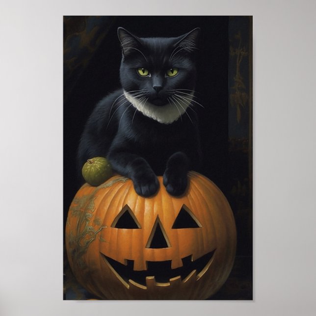 Svarta katter Pumpkin Poster (Framsidan)