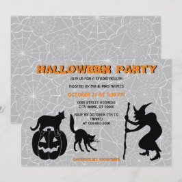 Svarta katter Pumpkin & Sorcerer Halloween-inbjuda Inbjudningar