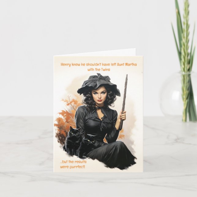 Svarta katter Purrfect Babyvvakt Halloween-kort Kort (Framsida)