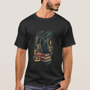 Svarta katter Reading Bokar Teacher Retro Hallowee T Shirt