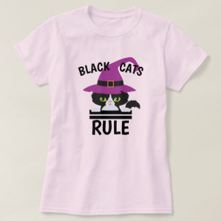 Svarta katter Rule Halloween Shirt - Funny Witch T