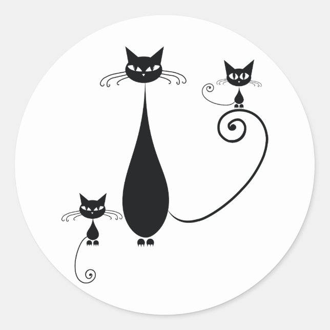 Svarta katter runt klistermärke (Front)