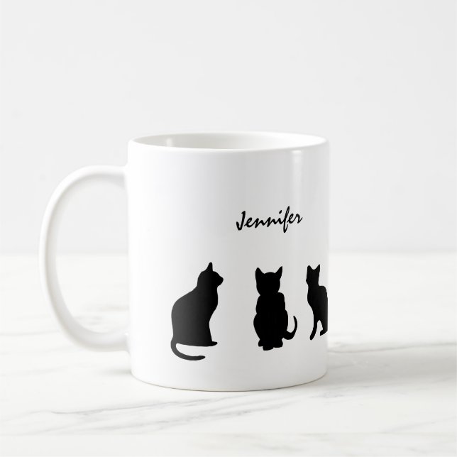 Svarta katter silhuettes personlig kaffemugg (Vänster)