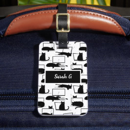 Svarta katter Sitta på bärbara datorer Mönster Bagagebricka