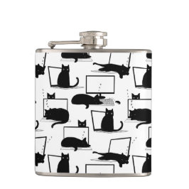 Svarta katter Sitta på bärbara datorer Mönster Fickplunta