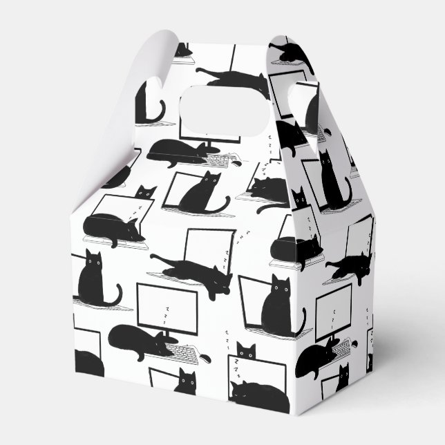 Svarta katter Sitta på bärbara datorer Mönster Presentaskar (Framsidan Sidan)