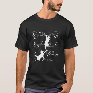 Svarta katter som spelar med musikanteckning, kund t shirt