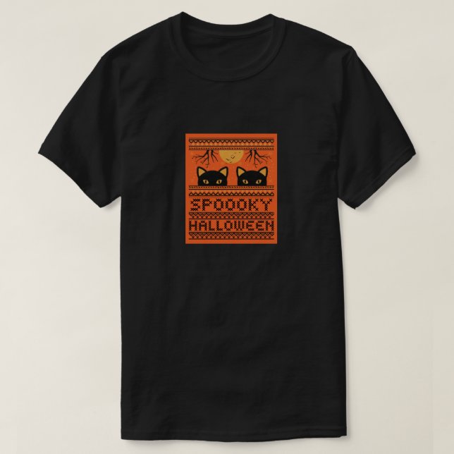 Svarta katter Spoooky Halloween-skjorta T Shirt (Design framsida)