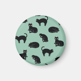 Svarta katter utan sjölösa Mönster Magnet