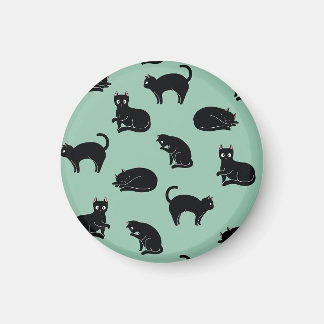 Svarta katter utan sjölösa Mönster Magnet (Framsidan)