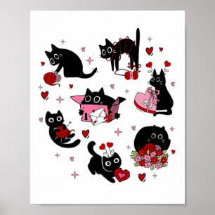 Svarta katter Valentine Poster