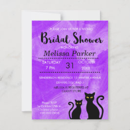 Svarta katter Witchy Halloween Möhippa Party Inbjudningar