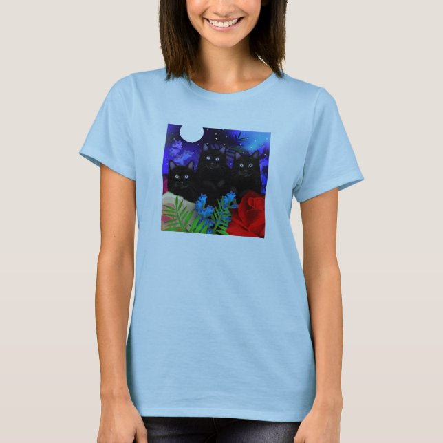 SVARTA KATTERMÅNETRÄDGÅRD T-SHIRT (Framsida)