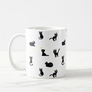 Svarta kattermönstermugg kaffemugg