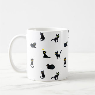 Svarta kattermönstermugg kaffemugg