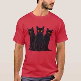 Svarta katters glödande ögon kusliga söta katt sil t shirt