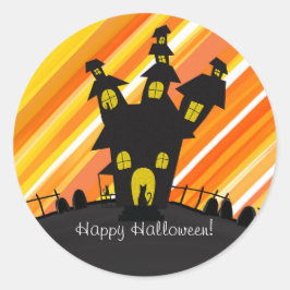 Svarta Katters Spökhus Halloweenfest Runt Klistermärke