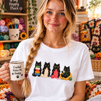 Svarta Katters virkare Tröja, Kattälskare Stickare T Shirt