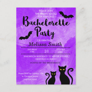 Svarta katterWitchy Halloween Bachelorette party Inbjudningar