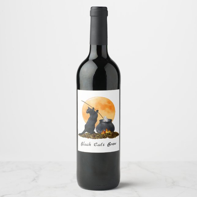 Svarta Kattkittel Vin Etiketter (Framsida)