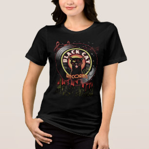 Svarta kattrekord Kvinnor T-Shirt - Vintage Jazz