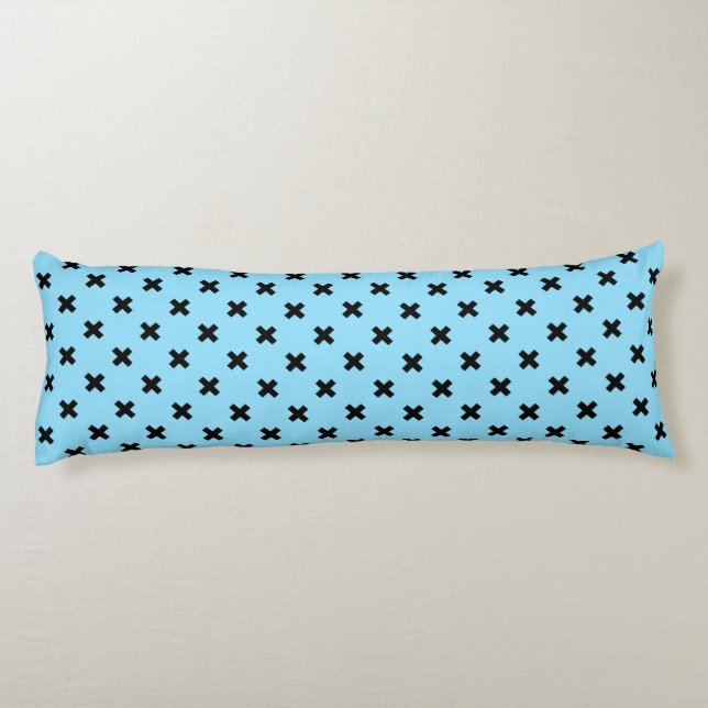 Svarta kor stygn på baby blue kroppskudde (Baksidan)