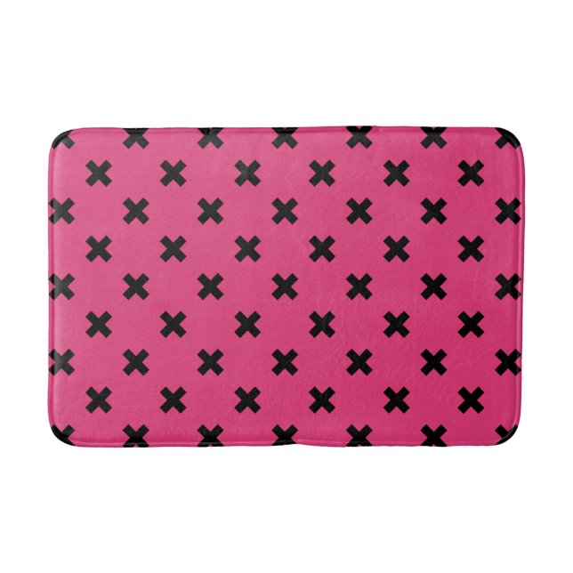 Svarta kor stygn på fuchsia badrumsmatta (Framsidan)
