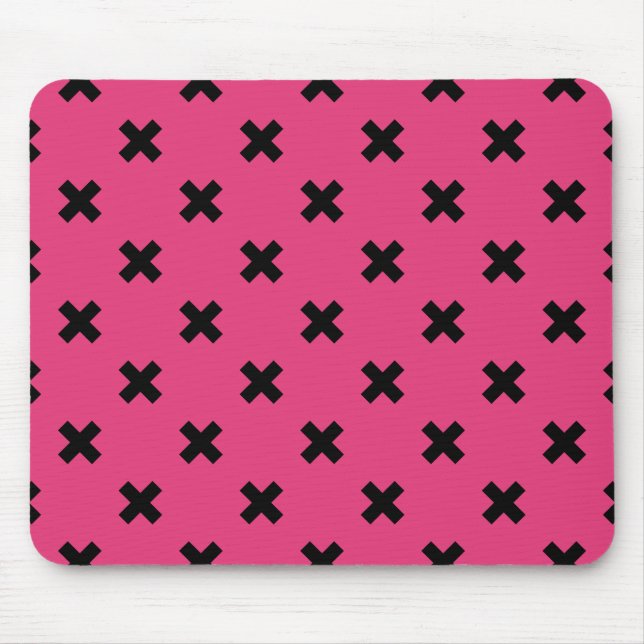 Svarta kor stygn på fuchsia musmatta (Framsidan)