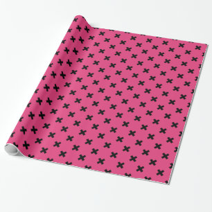 Svarta kor stygn på fuchsia presentpapper