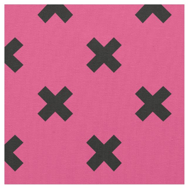 Svarta kor stygn på fuchsia tyg (Närbild)