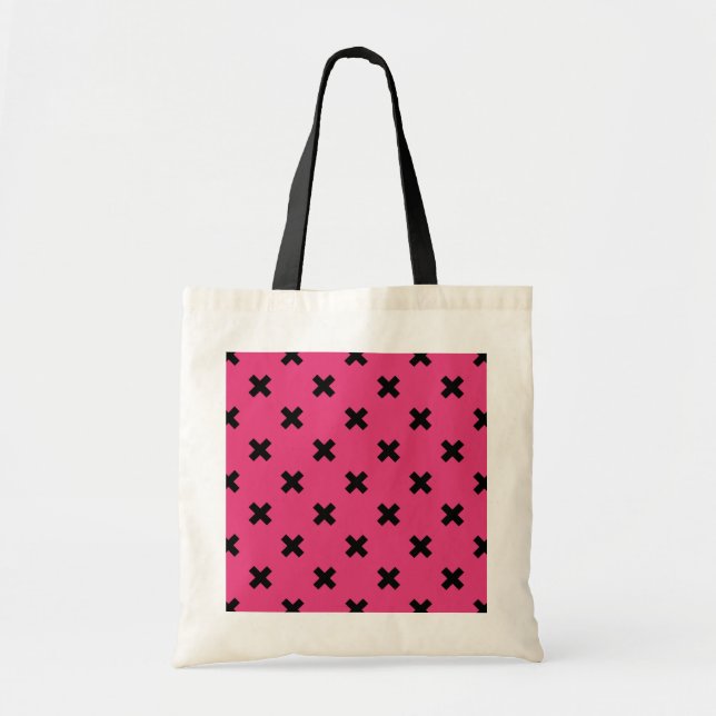 Svarta kor stygn på fuchsia tygkasse (Framsidan)